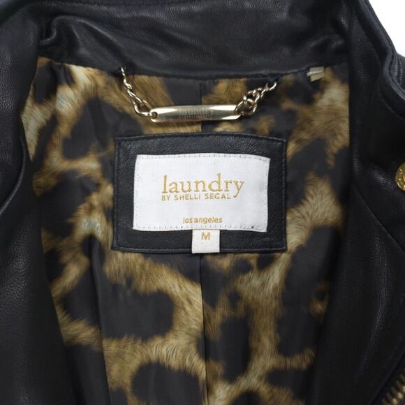 SHELLI SEGAL Genuine Leather Tailored Biker Jacket Downtown Girl Moto Boho Black - Picture 2 of 8